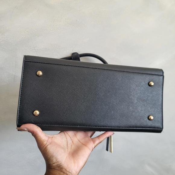 Dune London Black Vegan Leather Gold Top Handle Tote - Picture 3 of 13